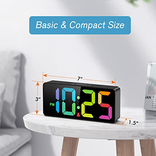 Welgo 7.5 Inches Big Number Alarm Clock for Seniors & Kids, 0-100% Adjustable Brightness and Volume, USB Charging Port, Simple Operation, Snooze, Outlet Powered for Bedside