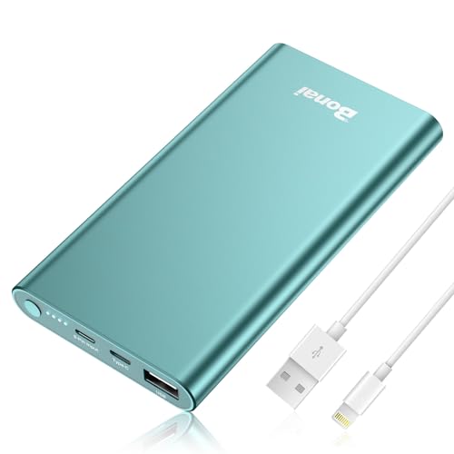 BONAI Portable Charger 12,000mAh 5V/3A Fast Charging Power Bank, Dural Input & Output Ports (USB-C in & Out) Portable Phone Charger for iPhone 15/14/13/12 Series Samsung Galxy Android iPad etc - Mint