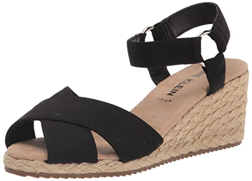 Anne Klein Women's Ellis Wedge Sandal, Navy, 10