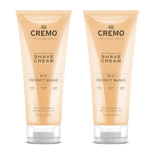 Cremo Coconut Mango Moisturizing Shave Cream, Astonishingly Superior Ultra-Slick Shaving Cream for Women Fights Nicks, Cuts and Razor Burn, 6 Fl Oz (Pack of 2)