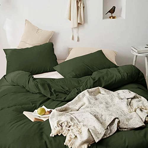 ETDIFFE Dark Green Twin/Twin XL Size Comforter, 2pc Soft Farmhouse Olive Bedding Set & Collection, Lightweight All Season Microfiber Down Alternative Bed Comforter with 1 Pillow Sham for Women Men