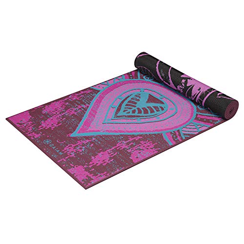 Gaiam Yoga Mat Premium Print Reversible Extra Thick Non Slip Exercise & Fitness Mat for All Types of Yoga, Pilates & Floor Workouts, Lunar Wave, 6mm