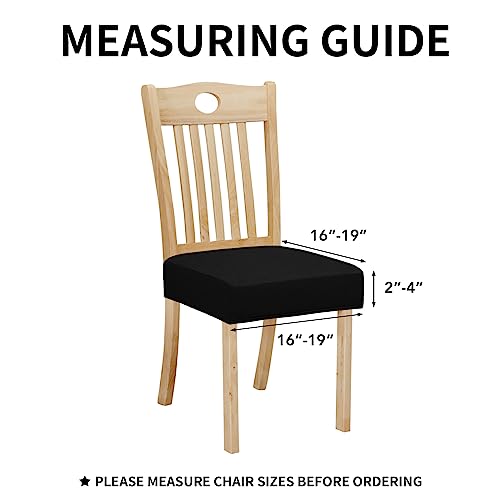 Easy-Going 100% Waterproof Seat Covers for Dining Room Chairs, Stretch Jacquard Chair Seat Slipcovers Removable and Washable Kitchen Dining Chair Covers (Set of 8, Light Gray)