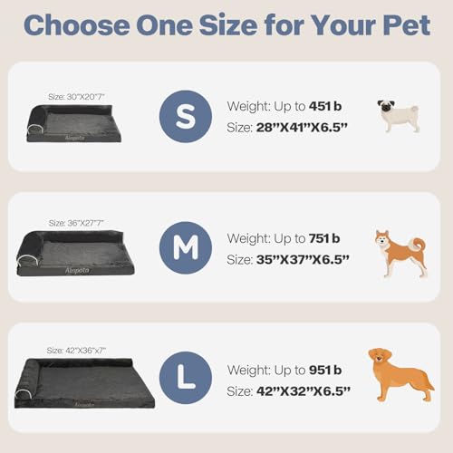Ainpota Dog Bed for Large Dogs Orthopedic Dog Beds XL 42inch Plush L-Shaped Dog Couch with Removable Washable Cover, Eggs Crate Foam Pet Bed with Waterproof Lining, Dog Sofa for Big Dog Up to 95lb