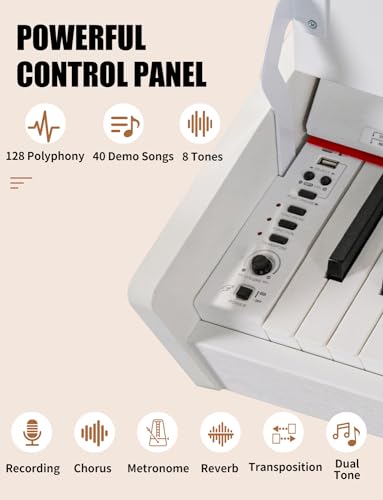 UISCOM 88 Key Weighted Digital Piano - Wooden Desk Electric Piano Transforms Between Desk and Vanity - Progressive Hammer-Action Keyboard, Perfect for Beginners with MIDI Functionality