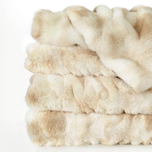 blunique Faux Fur Blanket Extra Soft, Luxury Dual-Sided Faux Fur Throw Blanket, Flannel and Faux Fur Blend, Luxury Furry Throw Blanket for Couch,50x60 Inches