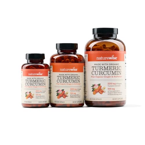 NatureWise Curcumin Turmeric 2250mg - 95% Curcuminoids 500mg - Turmeric w/BioPerine Black Pepper & Ginger - Enhanced Bioavailability for Joint Support - Vegan, Non-GMO - 360 Capsules[4-Month Supply]