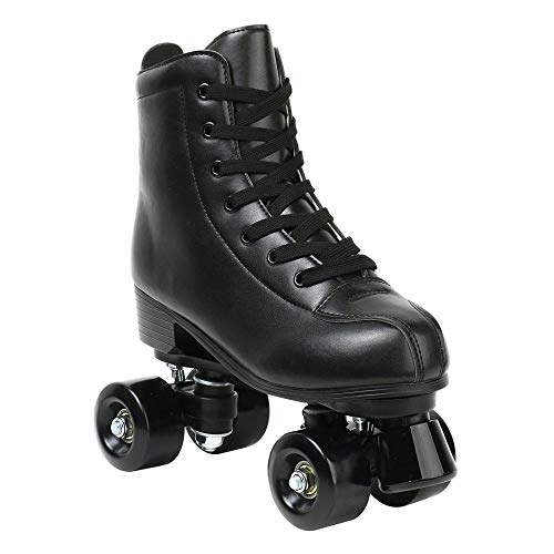 XUDREZ Roller Skate Shoes for Women Men PU Leather High-top Double-Row Roller Skates for Beginner, Professional Indoor Outdoor Roller Skates with Shoes Bag (Black Wheel,37)