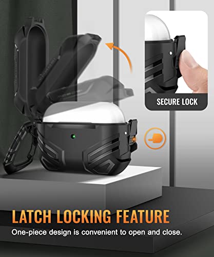 MOBOSI for AirPods Pro 2nd/1st Generation Case Cover with Lock, Military Grade Case for Men Women, Full-Body Shockproof Protective Case with Keychain (2023/2022/2019),Black