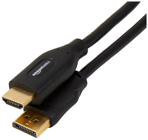 Amazon Basics DisplayPort to HDMI Cable, Uni-Directional, 4K@30Hz, 1920x1200, 1080p, 6 ft, Black