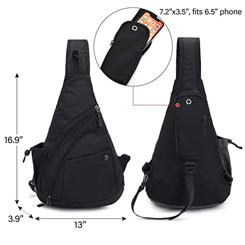 Peicees Sling Bag for Men Women Shoulder Bag Backpack Strap Pockets for Iphone13 Chest Bag for Running Hiking Camping Exercise Outdoor