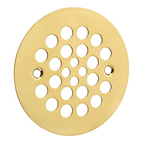 Artiwell 4-1/4“ Shower Strainer Drain Trim Set, Screw-in Shower Strainer Drain Cover, Plastic-Oddities Style Replacement Strainer Grid,Machine & Self-Tapping Screws Included (Brushed Gold)