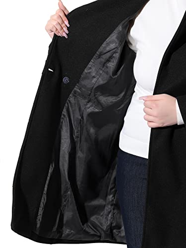 Agnes Orinda Women's Plus Size Coats Notched Lapel Single Breasted Cinched Waist Winter Pea Long Coat 2X Gray