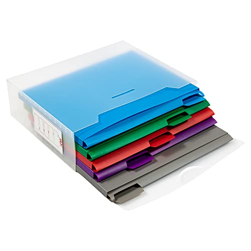 JAM PAPER Storage Box with Colored Files - 12.5 x 9.5 3.5 - Box Sold Individually & 5 Files