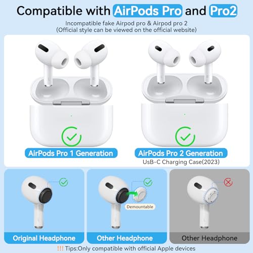 Pohgelan Compatible with AirPods Pro 2nd/1st Generation Replacement Ear Tips,with Noise Reduction Hole & Built-in dust Guard Screen,for USB-C Charging Case with Cleaner kit -4 Pairs (Large)-Whiite