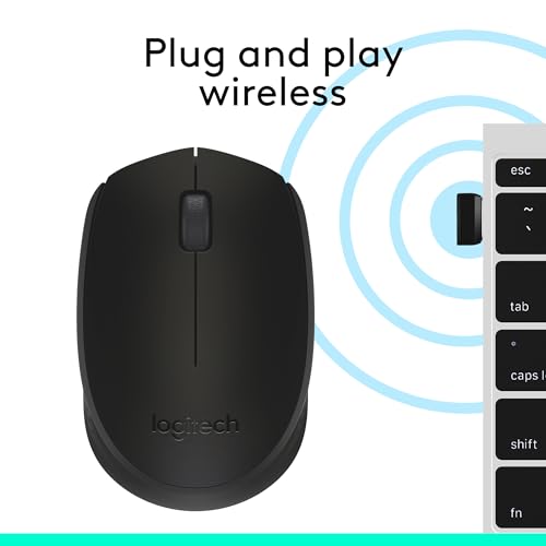 Logitech M170 Wireless Mouse for PC, Mac, Laptop, 2.4 GHz with USB Mini Receiver, Optical Tracking, 12-Months Battery Life, Ambidextrous - Black