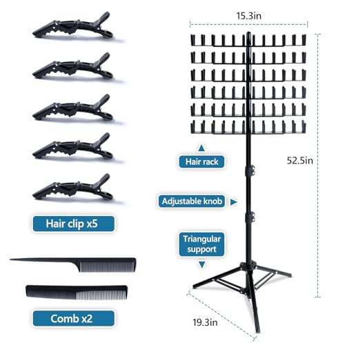 Eastdone Braiding Hair Rack Standing Hair Extension Holder Hanger, 144 Pegs Hair Divider Rack for Braiding Hair Separator Stand Display Stand (black)