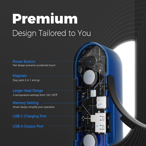 OCOOPA 2in1 Magnetic Rechargeable Hand Warmers, Electric Handwarmer, 16 Hrs Warmth 4 Levels Heat Up to 136℉, USB-C Portable Charger 10000mAh, Raynauds, Golf, Tech Gifts for Men, Union UT2s(MagTwins)