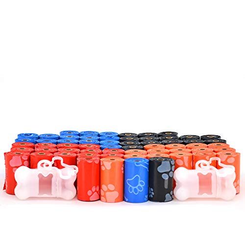 Best Pet Supplies Dog Poop Bags (240 Bags) for Waste Refuse Cleanup, Doggy Roll Replacements for Outdoor Puppy Walking and Travel, Leak Proof and Tear Resistant, Thick Plastic - Orange