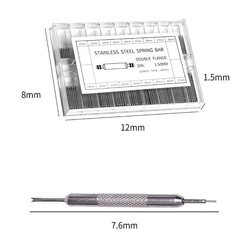 Aokelily 360pcs Spring Bar Tool Kit, includes 18 Sizes of Stainless Steel Link Pins (10mm - 27mm), Aluminum Alloy Spring Bar Tool for Strap Replacement and Watch Pin Removal (18 Sizes)