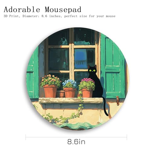 Gctriki Round Mouse Pad, Cute Butterfly Flower Mousepad for Laptop Gaming Women, with Stitched Edge Non-Slip Rubber Base, Feminist Inspirational Quote Mouse Pad, Home Office Decor Desk Accessories