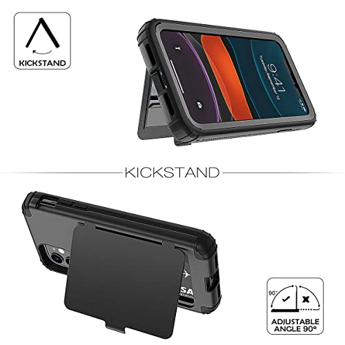 WeLoveCase for iPhone 11 Wallet Case Defender Wallet Credit Card Holder Cover with Hidden Mirror Three Layer Shockproof Heavy Duty Protection All-Round Armor Protective Case for iPhone 11 Black