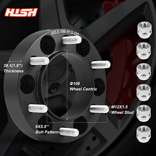 HISH 1.5 inch 6x5.5 Wheel Spacers for Tacoma 4Runner, with Lug Nuts without Locking Hub, Package of 4