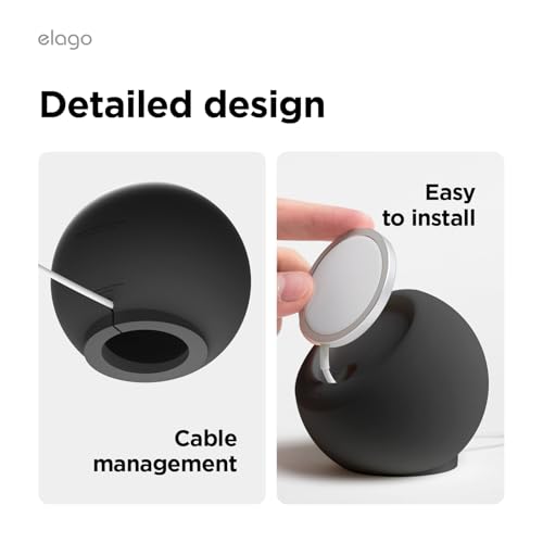 elago MS2 Charging Stand Compatible with MagSafe Charger - Premium Silicone, Compatible with iPhone 16/15/14/13/12 Series, Designed for MagSafe Stand [Black] [Charging Cable Not Included]