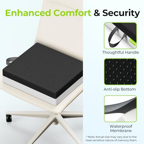 AUVON Ventilation Seat Cushion with Innovation Heat Dissipation Design, Anti-bedsore Wheelchair Cushion with Supportive Memory Foam, Waterproof & Anti-slip Cover, Improve Lower Back & Tailbone Comfort