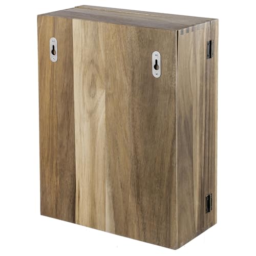 MyGift 11x14 Natural Solid Acacia Wood Deep Shadow Box with Cork Board Backing, Wall Mounted Display Case with Clear Acrylic Front Window Panel, Metal Handle and Latch