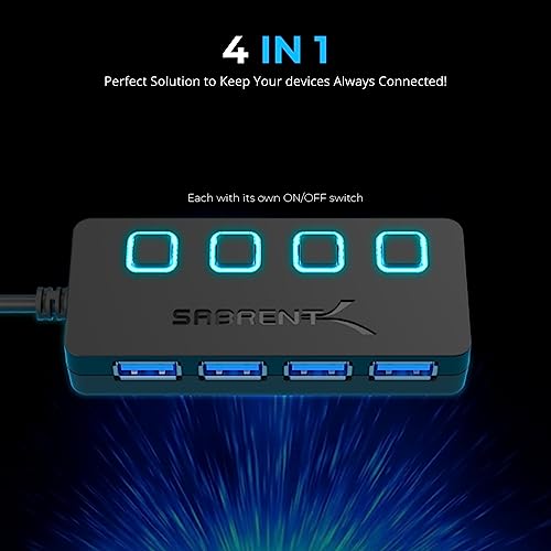 SABRENT USB C Hub 7-Port 48W Powered Hub with Switches (HB-3A4C)