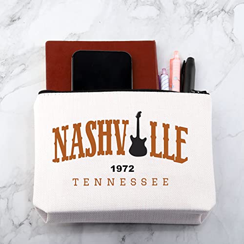 MNIGIU Country Music Cosmetic Bag Nashville Trip Makeup Zipper Pouch Girls Trip Gift Tennessee Gift