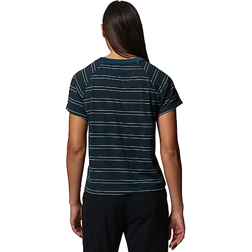 Mountain Hardwear Women's Wander Pass Short Sleeve, Dark Marsh Pacific Stripe, X-Large