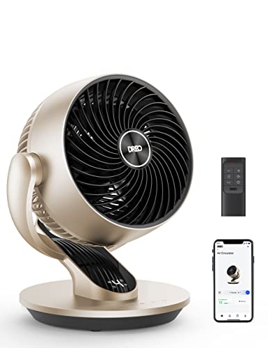 Dreo Smart Desk Fan for Bedroom, 13" Powerful 70 ft Whole Room Air Circulator Fan, 120°+90° oscillating fans with Voice Control, 4 Speeds, 5 Modes, 12H Timer Portable Table Fan for Office, Home