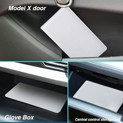 KIKIMO for Tesla Car Registration and Insurance Holder, Magnetic Leather Registration Holder for Model S/3/X/Y,for Tesla Glove Box Document Organizer with Magnetic Shut for Cards(White)