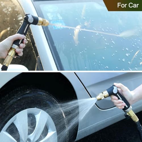 FANHAO Watering Wand Heavy Duty, 16 Inches Metal Garden Hose Wand with 8 Spray Patterns, Long Hose Nozzle Sprayer with ON/OFF Thumb Control, Perfect for Hanging Baskets, Shrubs, Garden and Lawn