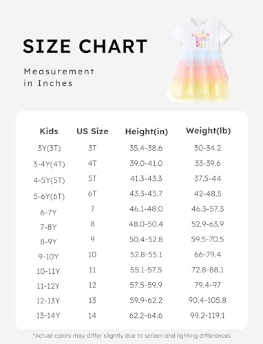 PATPAT Toddler Little Girls Dresses Short Sleeve Princess Tulle Skirt Birthday Party Cake Tutu Dress for Girls, Celebration White, 2 Years