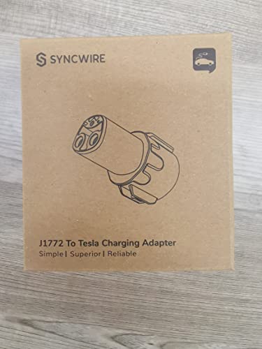 Syncwire J1772 to Tesla Adapter for Easy Charging, 60A/240V AC, SAE J1772 Charger Adapter Compatible with Model 3/Y/S/X, Protective Shield & Portable Storage Pouch Included