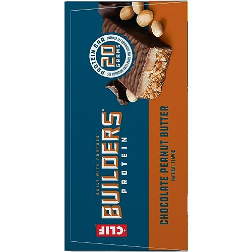 CLIF Builders - Chocolate Peanut Butter Flavor - Plant Based Protein Bars - Gluten Free - Non-GMO - Low Glycemic - 20g Protein - 2.4 oz. (12 Pack)