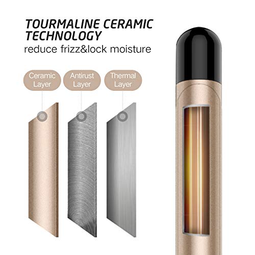 Hoson 1/2 Inch Curling Iron Professional, Ceramic Tourmaline Curl Wand Barrel, Hair Curler Iron for Long & Short Hair,Glove Include, Gold