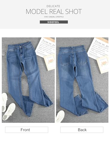 Sidefeel Women's High Waisted Bell Bottoms Bootcut Jeans Flared Wide Leg Denim Pants Black Size 4