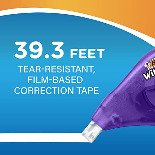 BIC White-Out Brand EZ Correct Correction Tape, 39.3 Feet, 4-Count Pack of white Correction Tape, Fast, Clean and Easy to Use Tear-Resistant Tape