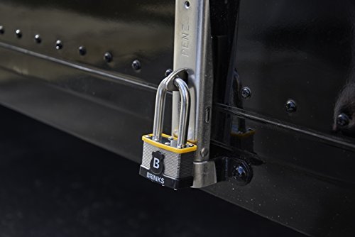 BRINKS - 44mm Commercial Laminated Steel Keyed and Warded Padlock with 2” Shackle - Hardened Stainless Steel Shackle with Steel Locking Bars