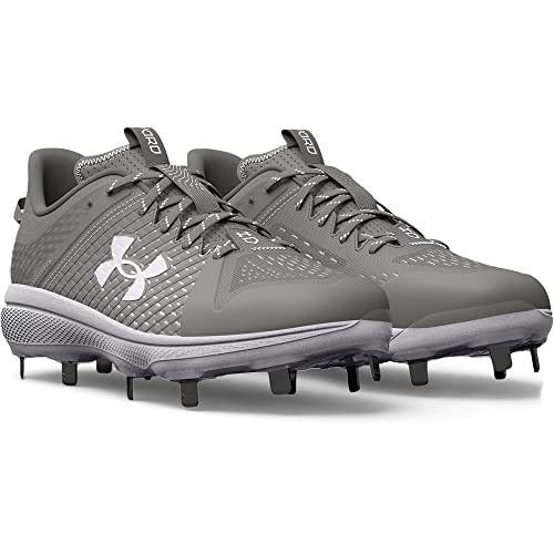 Under Armour Men's Yard Low MT Baseball Cleat, (101) Baseball Gray/Baseball Gray/White, 12.5