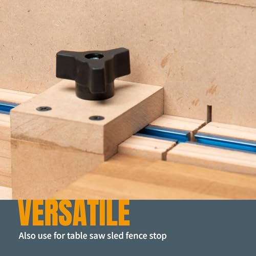 POWERTEC 72091 T Track Knob Kit with T Slot Router Bit, 1/4-20 x 1-1/2" Hex Bolts, Washers, Knobs and Carbide Tipped Router Bit 7/16" Dia. x 3/16" H x 1/4" Shank, T Track Accessories