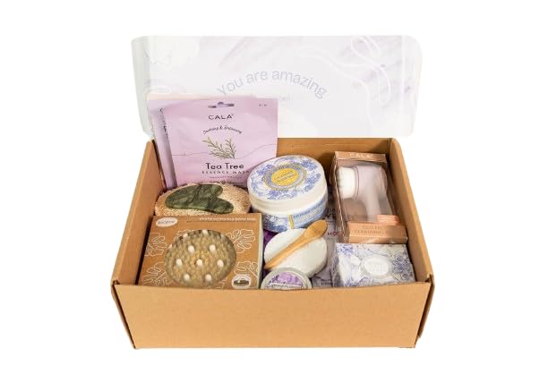 LUXURY SPA GIFT SET FOR HER -11-Pc Lavender Spa Beauty and Personal Care Collection Home Spa Pampering Package for Relaxation Perfect for Thank You, Birthday, Anniversary Gifts, Gift Box for Her