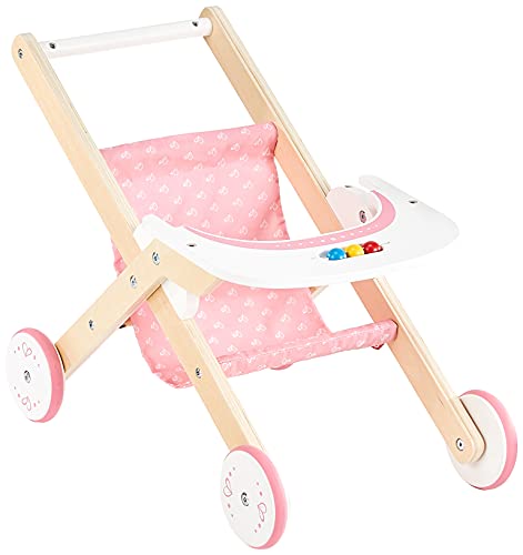 Hape Babydoll Stroller Toddler Wooden Doll Play Furniture Pink, L: 17.5, W: 12.8, H: 20.2 inch