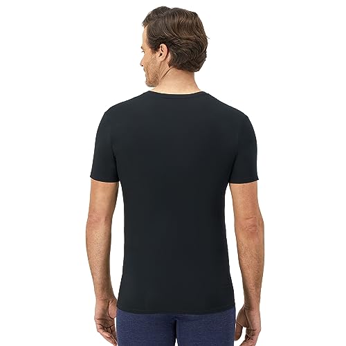 Hanes Ultimate Men's Perfect Flex V-Neck Tee, Stay Tucked Undershirt, Slim Fit Tight on Arms T-Shirt, White & Black