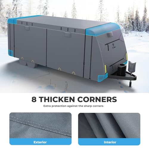 Fonzier Extra Thick 6 Layers Travel Trailer RV Cover, Anti-UV, Weatherproof, Rip-Stop, Utility Heavy Duty RV Cover for 15' 1"-18'