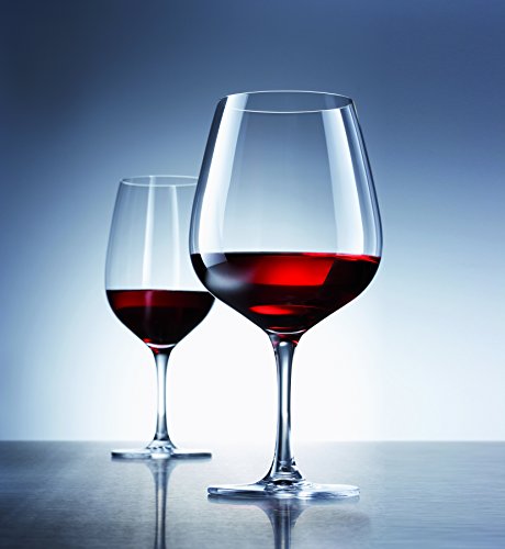 D&V Valore Break-Resistant, European Crystal Glass, Red Wine Glass, 15.4 Ounce, Set of 6